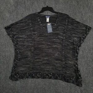 Democracy Crochet Fringe Hem Bohemian‎ Poncho Knit Sweater Womens XXL